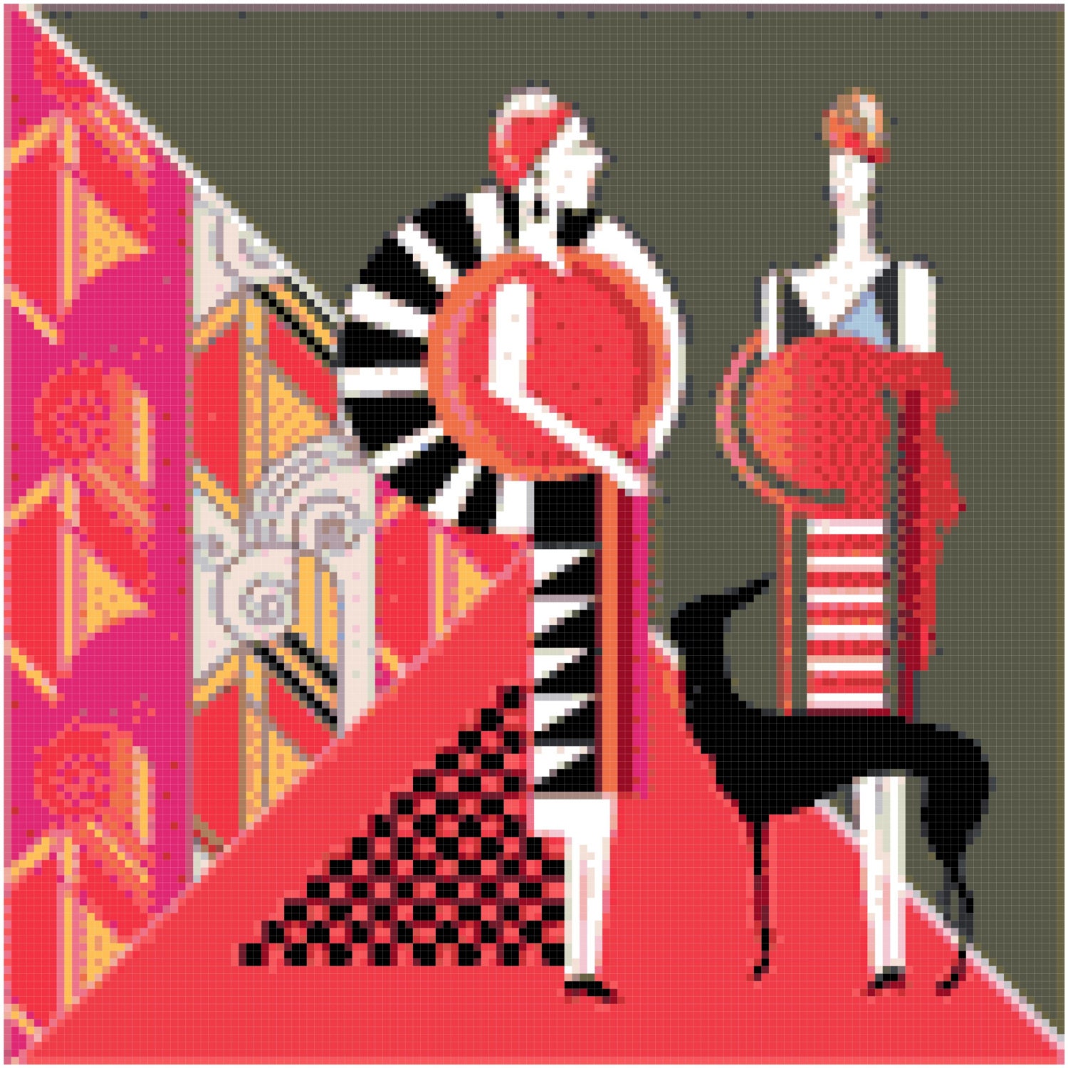 Art Deco 14 Count Cross Stitch Chart / Kit