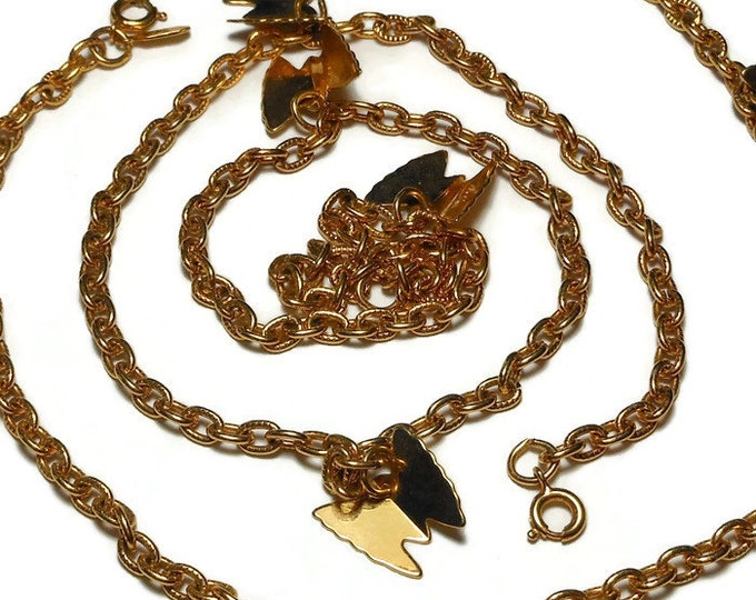 FREE SHIPPING Sarah Coventry necklaces, four looks from 2 necklaces, gold chain, butterfly charms, set can be worn four different ways