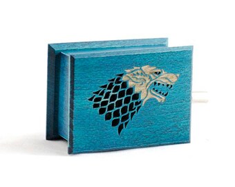 Game of Thrones Stark - The Song of Ice and Fire soundtrack and design inspired handmade wooden music box with melody paper strip