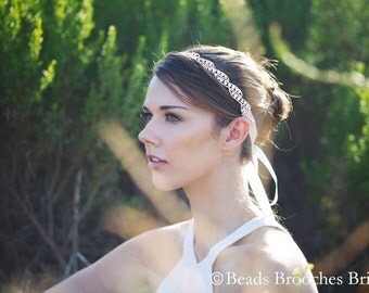 Rose Gold Headband, Rose Gold Wedding Headpiece, Swarovski Crystal Wedding Headpiece, Rose Gold Accent Weddings