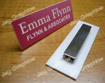 Custom Engraved 1x3 Pink Name Tag | Badge with Magnetic Closure | Employee ID | Office Business Engraving Personalized