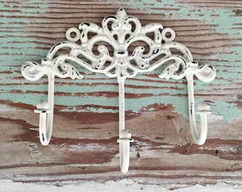 Decorative Wall Hook - Cream - White - Shabby Chic Hook - French Country Decor - Key Hook - Shabby Chic Decor -Jewelry Holder