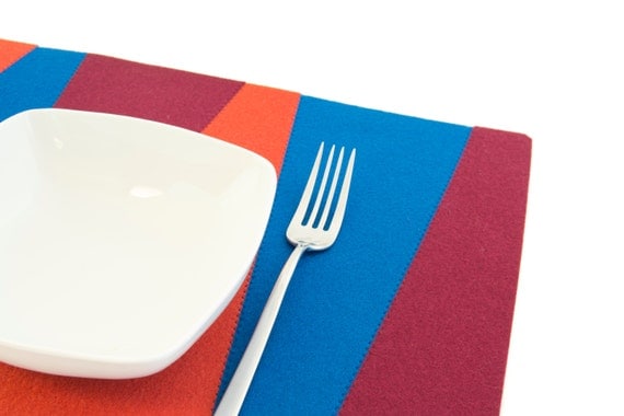 Felt placemats / blue, orange, burgundy / geometric placemats / rectangular placemats / wool felt / housewarming gift / made in Italy