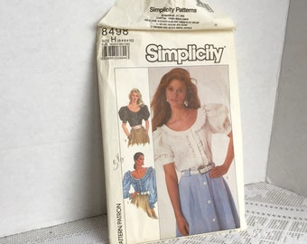 Vintage Sewing Pattern Simplicity Puffed Sleeves Blouse Size L Uncut 1988