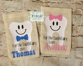 Personalized Tooth Fairy Bag - Baby Teeth - Lost Tooth - Gift for Girl - Gift for Boy - Multiple Fonts Colors Available