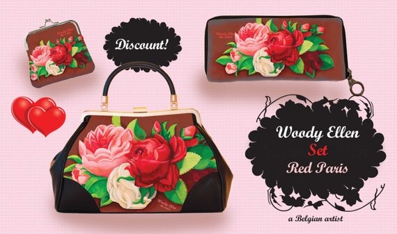retro handbag set, vintage handbag set,Red Paris,christmas,gifts,gifts for her,Woody Ellen handbag,christmas gifts,christmas gift ideas