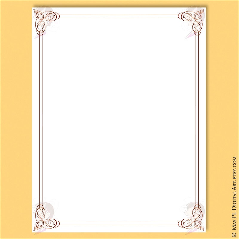 Rose Gold Page Borders 8x11 Retro Frames Decorative Flourish