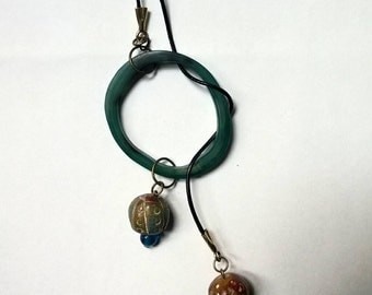 Blue necklace, ceramic pearl