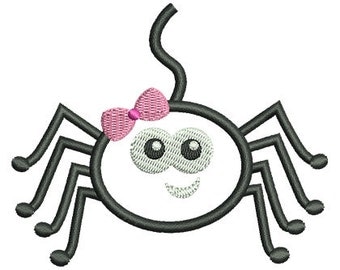 Girl Spider Applique Embroidery Design - Instant Download