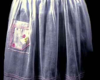 Vintage PInk Apron - Mid Century Pale Pink Apron, Retro Pink Apron, Half Apron, Hostess Apron, Pretty Pink Apron,