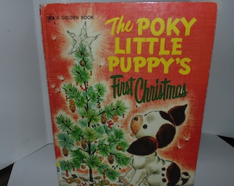 Vintage 1974 Poky Little Puppy's First Christmas Hardcover Golden book