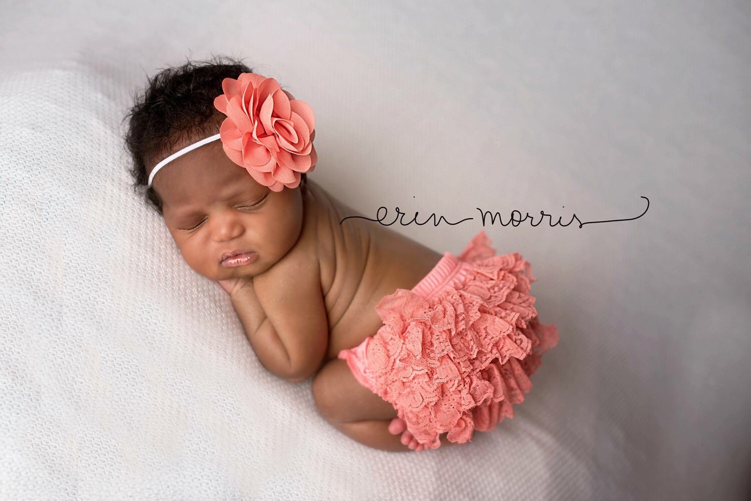 Newborn photo prop coral bloomer set ruffle bloomers ruffle