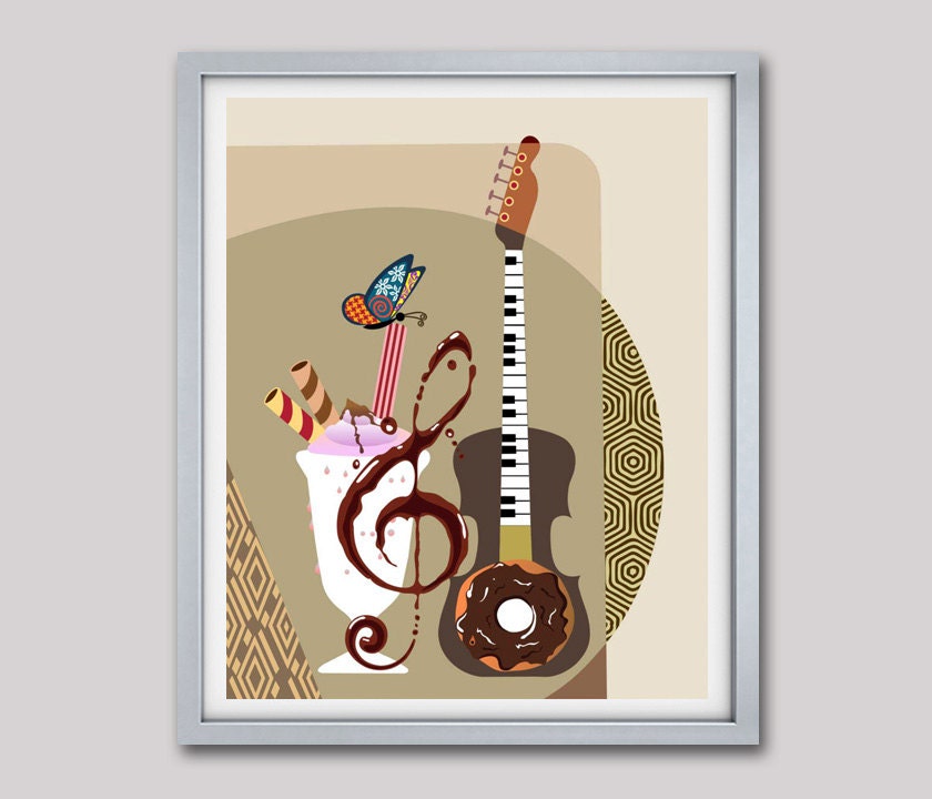 Guitar Art Painting Guitar Pop Art Music Inspired Art Gift