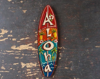 Aloha Mini Surfboard - beach, tropical, hawaiian wall decor