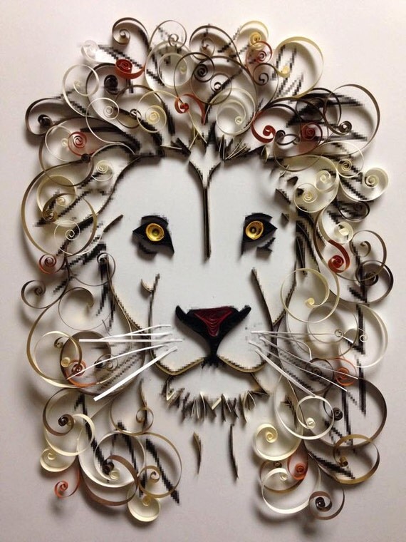 Paper Quilling Lion Framed Art 11x14 by jgaCreations on Etsy