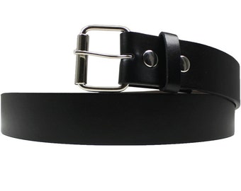 Black Leather Belt Strap, Mens Belt, Womens Belt, XXL Large Belt Strap,Interchangeable Snap Belt Strap With Silver Belt Buckle , Kids Belt