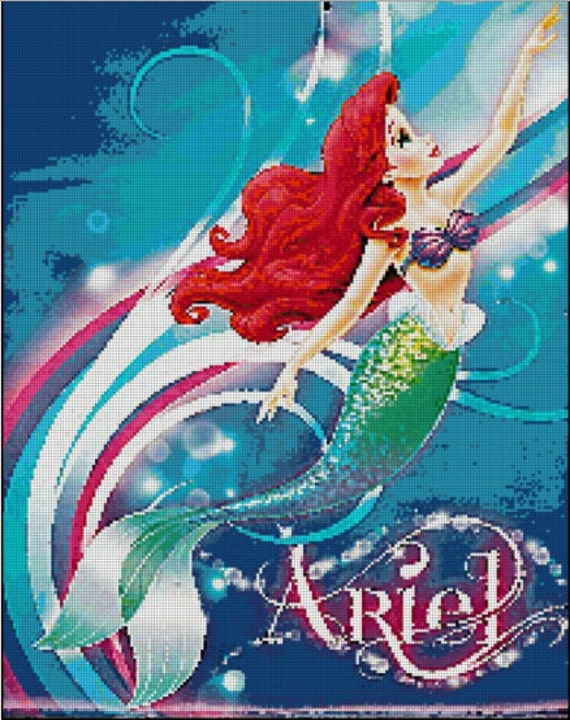 Disney's Ariel Cross Stitch Pattern by knitcreations86 on Etsy