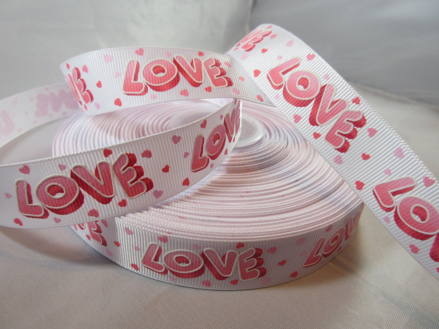 Love Pink Ribbon Heart Ribbon Valentines Day Gift Wrap