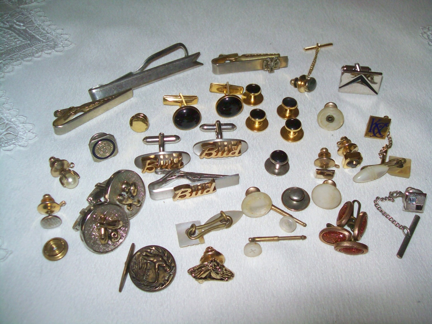 Vintage mens jewelry lot cuff links collar studs shirt studs