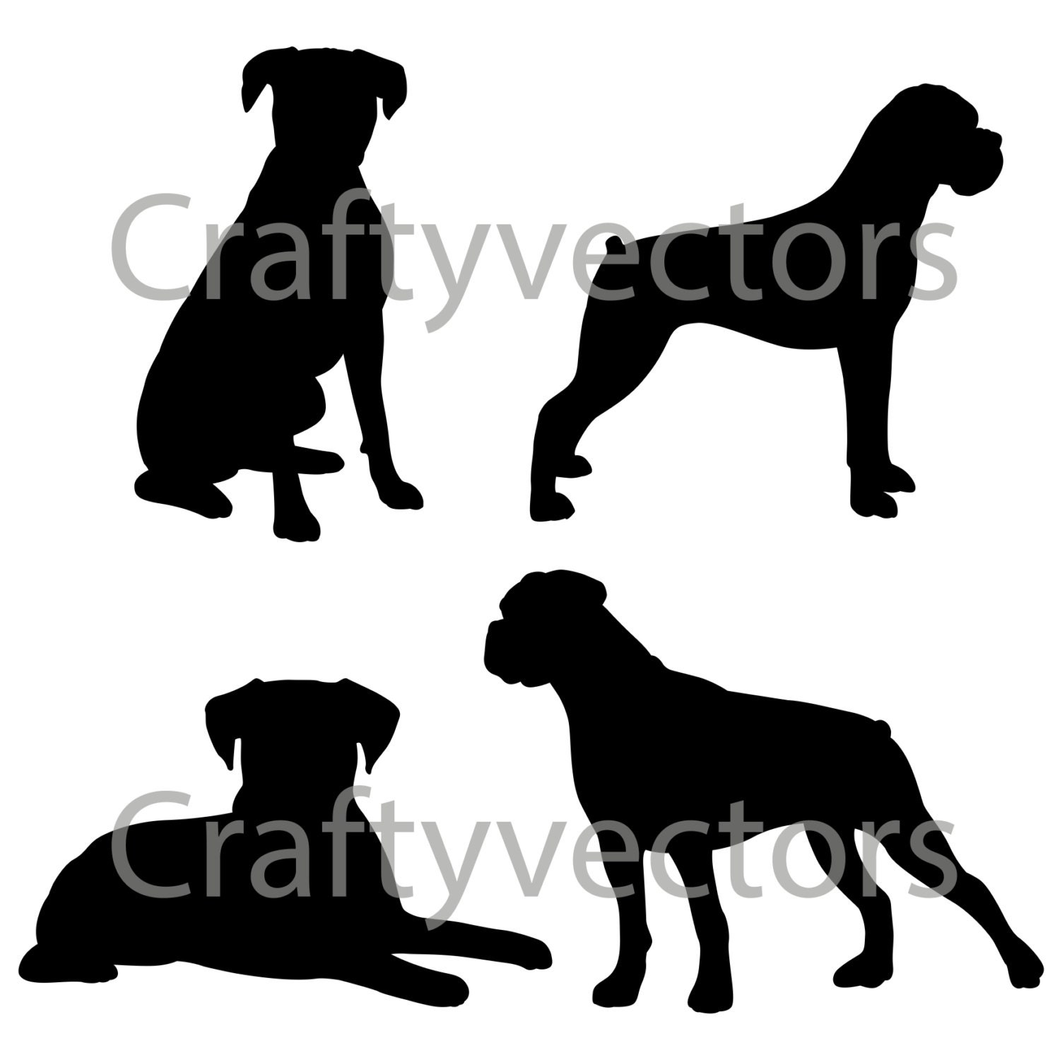 Download Boxer Dog Silhouettes Vector SVG