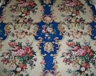 BRUNSCHWIG & FILS French Country Sudbury Hall Cotton Chintz Fabric 11 Yards Blue Multi