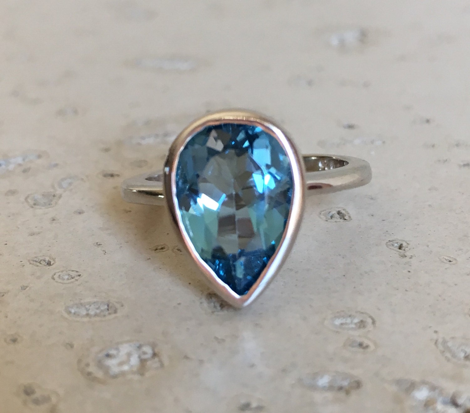 London Blue Topaz Ring Dark Blue Engagement Ring Something