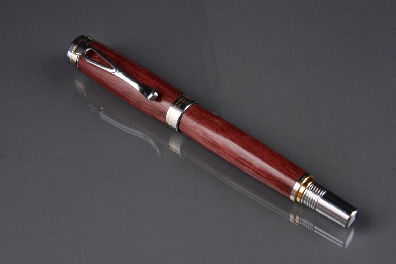 Purpleheart Kojent Fountain Pen with Chrome & Gold Trim