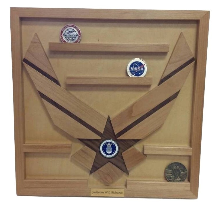 Wall Mounted Air Force Challenge Coin Holder Engraved