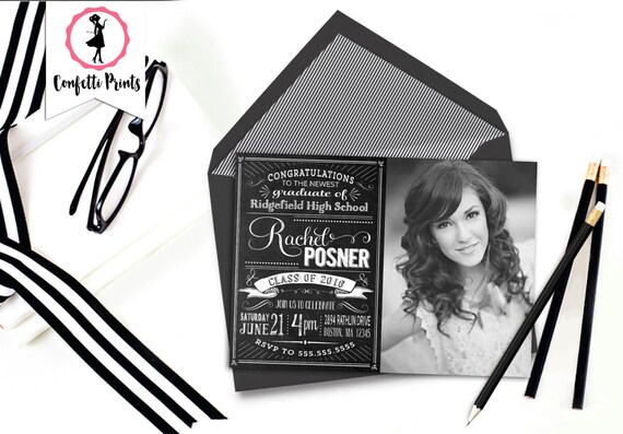 Chalkboard Graduation Announcement | Graduation Invitation | Senior Graduation | Graduation Party Invitation - CHALK IT UP Printable Il_570xn