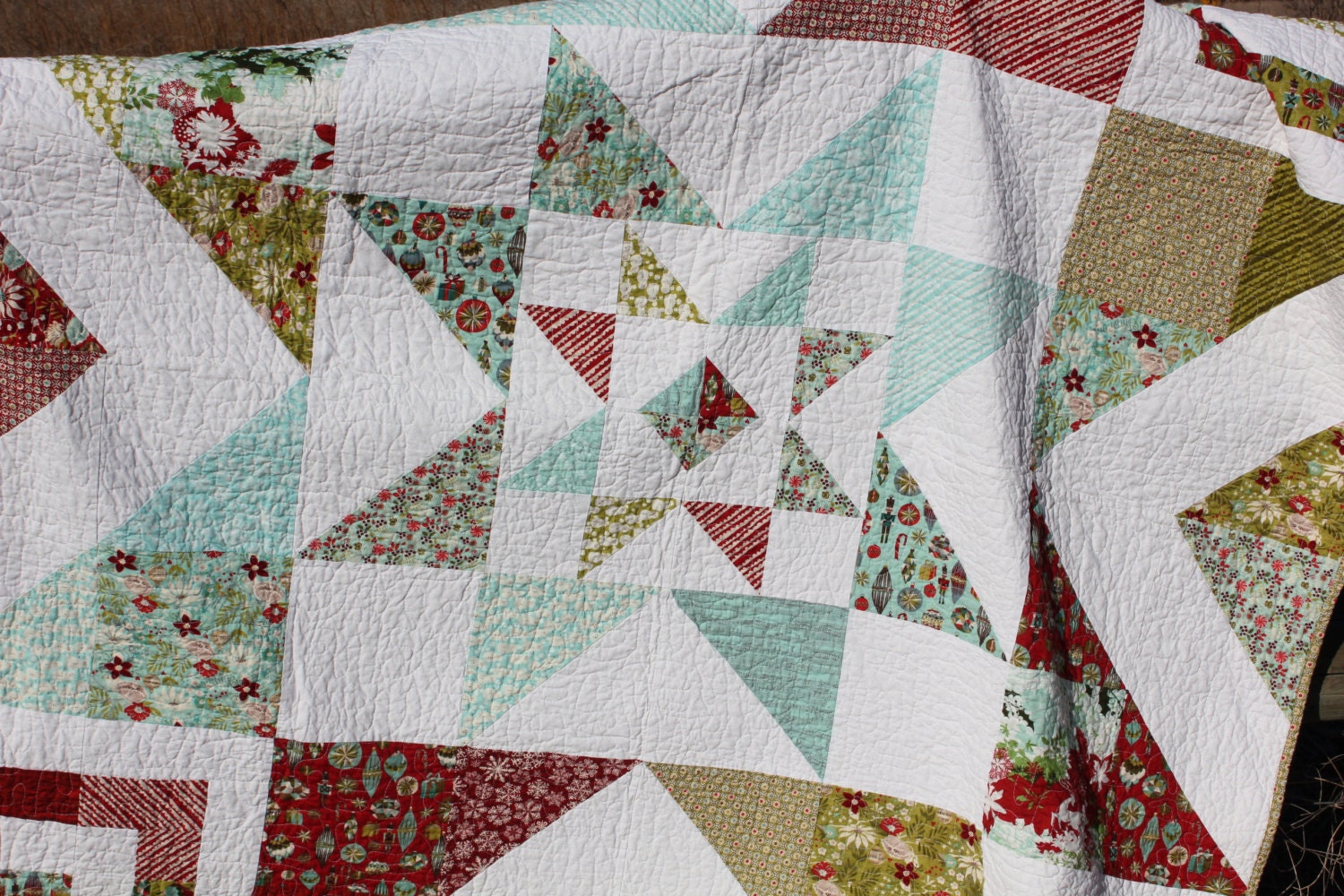 Frosty Triple Barn Star Large Quilt Perfect for Snuggling in