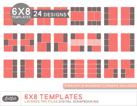 6x8 TEMPLATES for Digital Scrapbooking by ListLab on Etsy