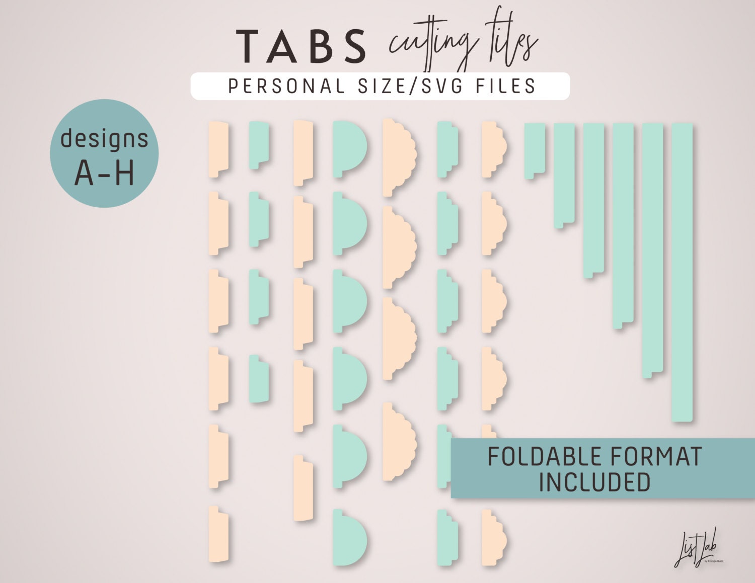 Download SVG TABS for Personal Size Planner Die Cutting Files Design