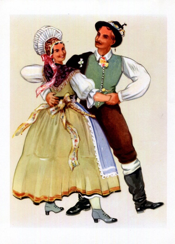 Slovenian Folk Dancers Print Polka Dance Slovenia Ethnic Dress National ...