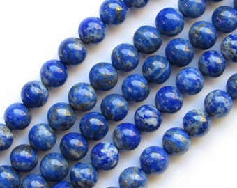Natural LAPIS Lazuli BEADS 8mm Round Quality Grade Blue 15.5" Strand 52 pc