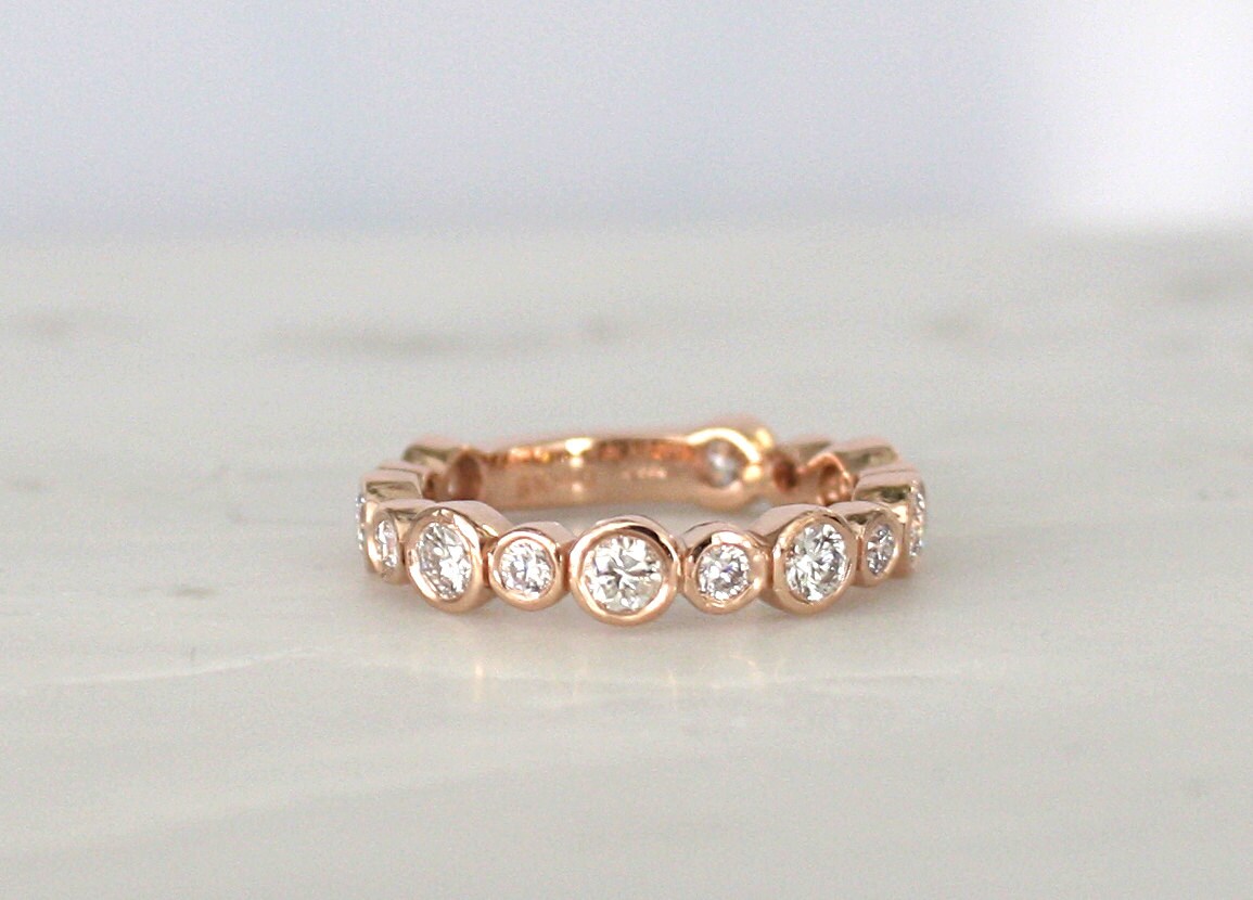 Bezel Bubble 3/4 Eternity Diamond Ring in 14K Rose Gold