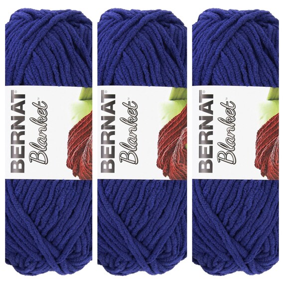 Lot of 3 Bernat Blanket Yarn in Navy Blue by kayscrochetpatterns