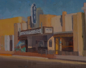 Art Theater - Theater - Long Beach - Art Deco - Cinema - Film - Historic - Plein Air - Landscape - Original Oil Painting - Urban - Village