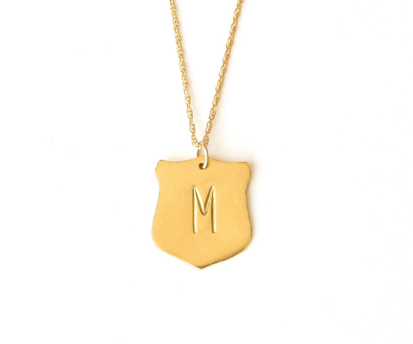 Bridesmaid Gift, Unique Initial Necklace, Shield Shape Personalized monogram Name Plate .