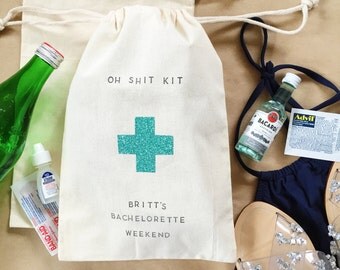 Customizable text oh shit kit hangover bag- Bachelorette Party Favor- wedding favor- bachelorette hangover kit- bridal gift- bridesmaid gift