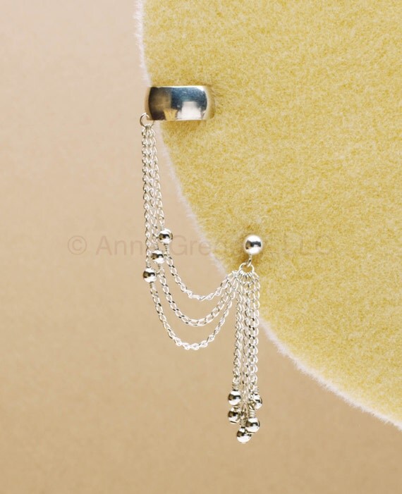 Silver Moon Meteor Shower Cuff Earring Wrap by AnneGregoryJewelry