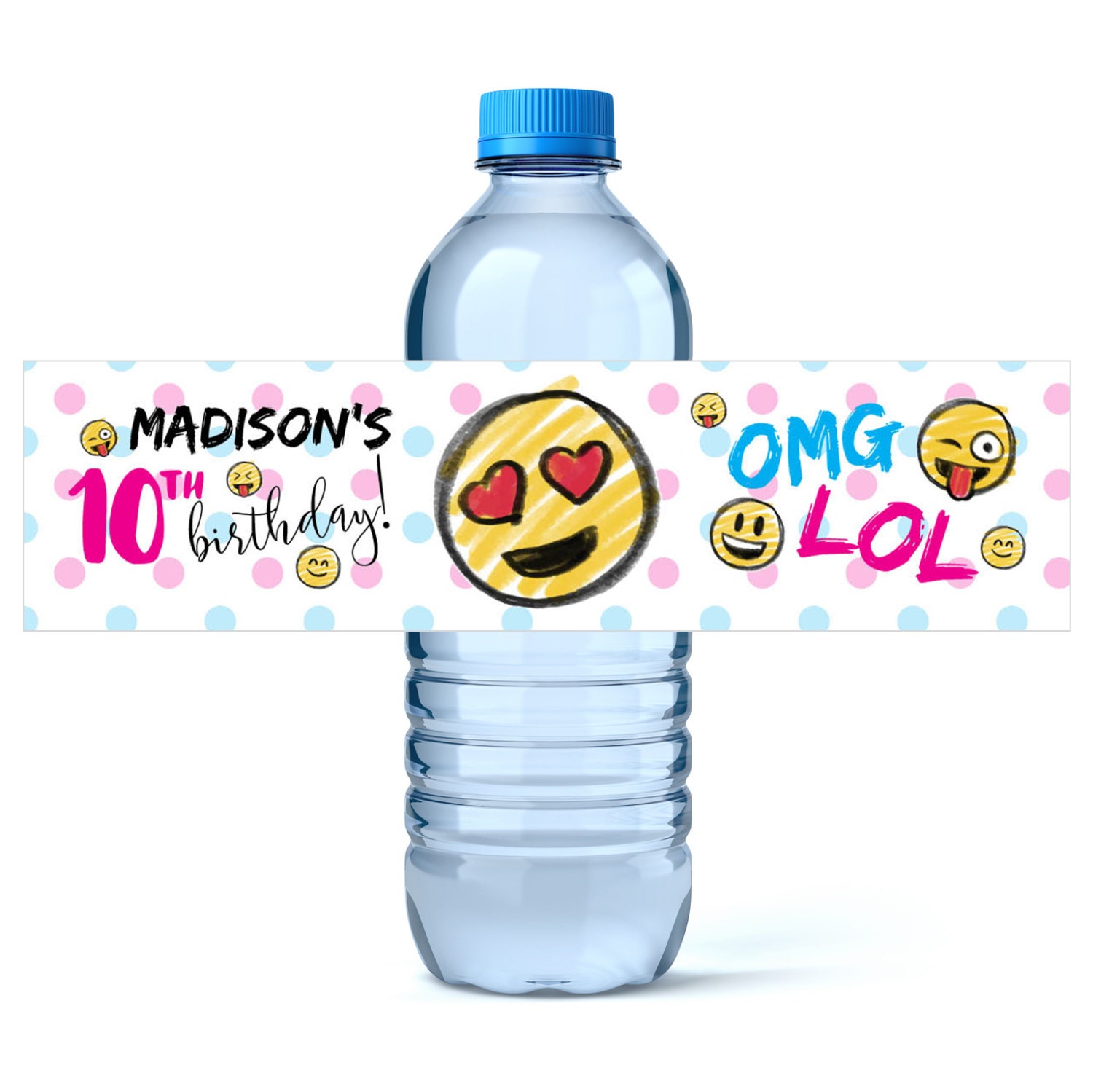 Emoji Birthday Water Bottle Labels Birthday Water Bottle