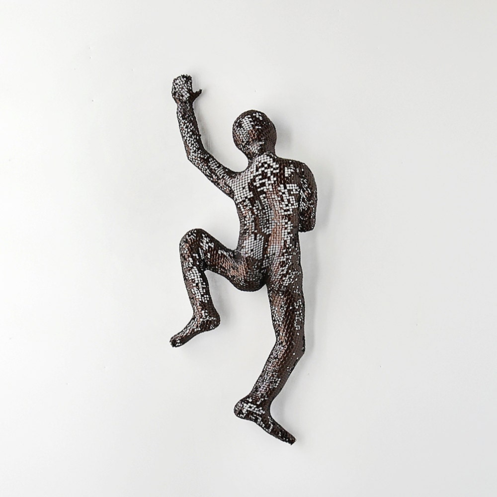 Abstract Metal Wall Art sculpture Climbing man by nuntchi on Etsy