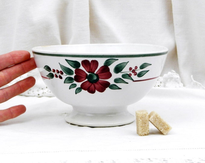 Large Antique French Ceramic Hand Painted Café au Lait Coffee Bowl, French Rustic Country Farmhouse Cottage Decor, Digoin Latte France Large Antique French Ceramic Hand Painted Café au Lait Coffee Bowl, French Rustic Country Farmhouse Cottage Decor, Digoin Latte France