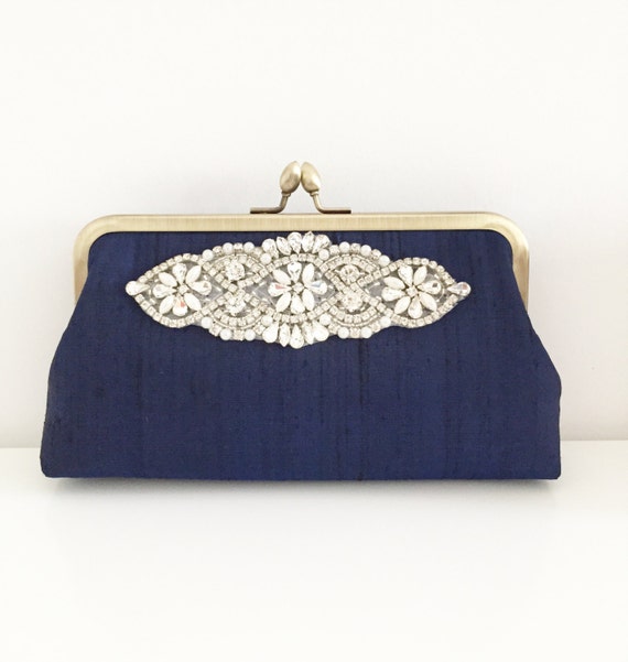 Navy Wedding clutch Navy Blue Bridal Clutch by SheetaDesign