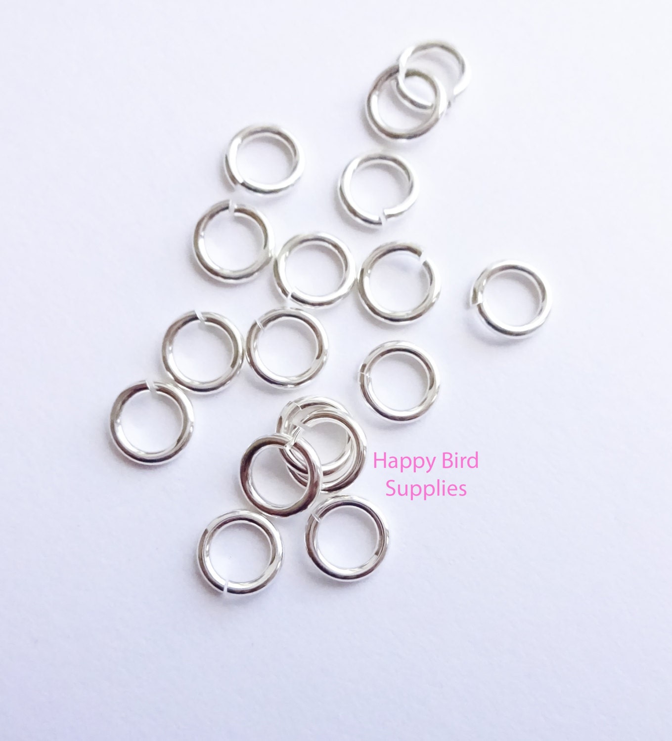 Sterling Silver 6 mm Hard Snap Jump Rings... by HappyBirdSupplies