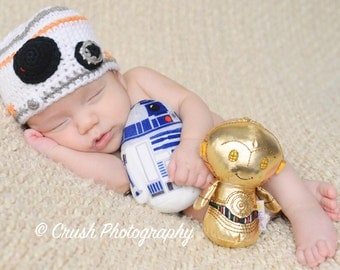 BB-8 Beanie- Sci-Fi Crochet Hat- Crochet Star Wars Hat- BB8-8 Crochet Beanie-crochet photo prop, Newborn to Adult- Made to order