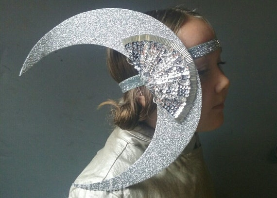 Crescent Moon Headpiece silver moon headband moon costume