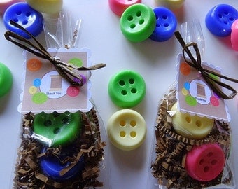 20 Button Soap Favors - 40 Soaps, Sewing, Luncheons, Special Occasion Favors complete with packaging, Buttons