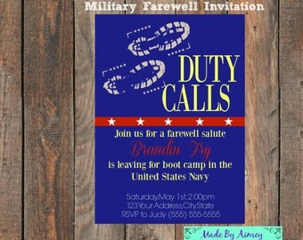 Military Farewell Going Away Party // Boot Camp or Deployment //Invitation