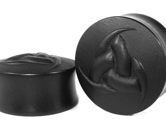 Triple Horn of Odin Organic Handmade Wooden Ear Plugs/Gauges 10mm-40mm size